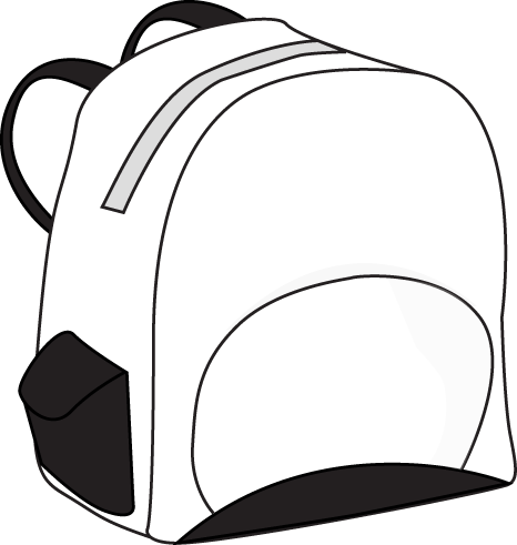 Black and White Backpack Clip Art - Black and White Backpack 