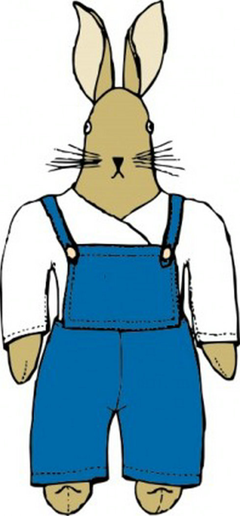 Bunny In Overalls Front View Clip Art | Free Vector Download 
