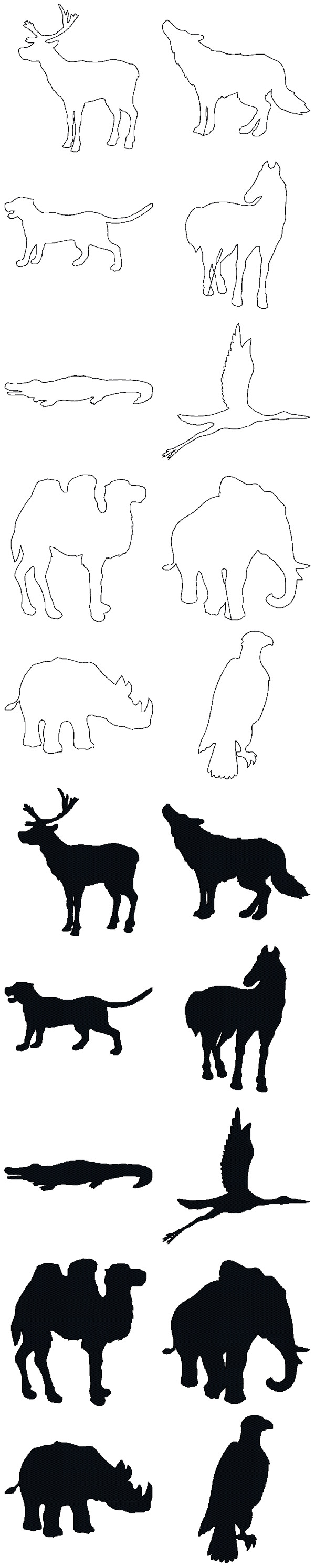 Machine Embroidery Designs - Animal Outlines 2 Set