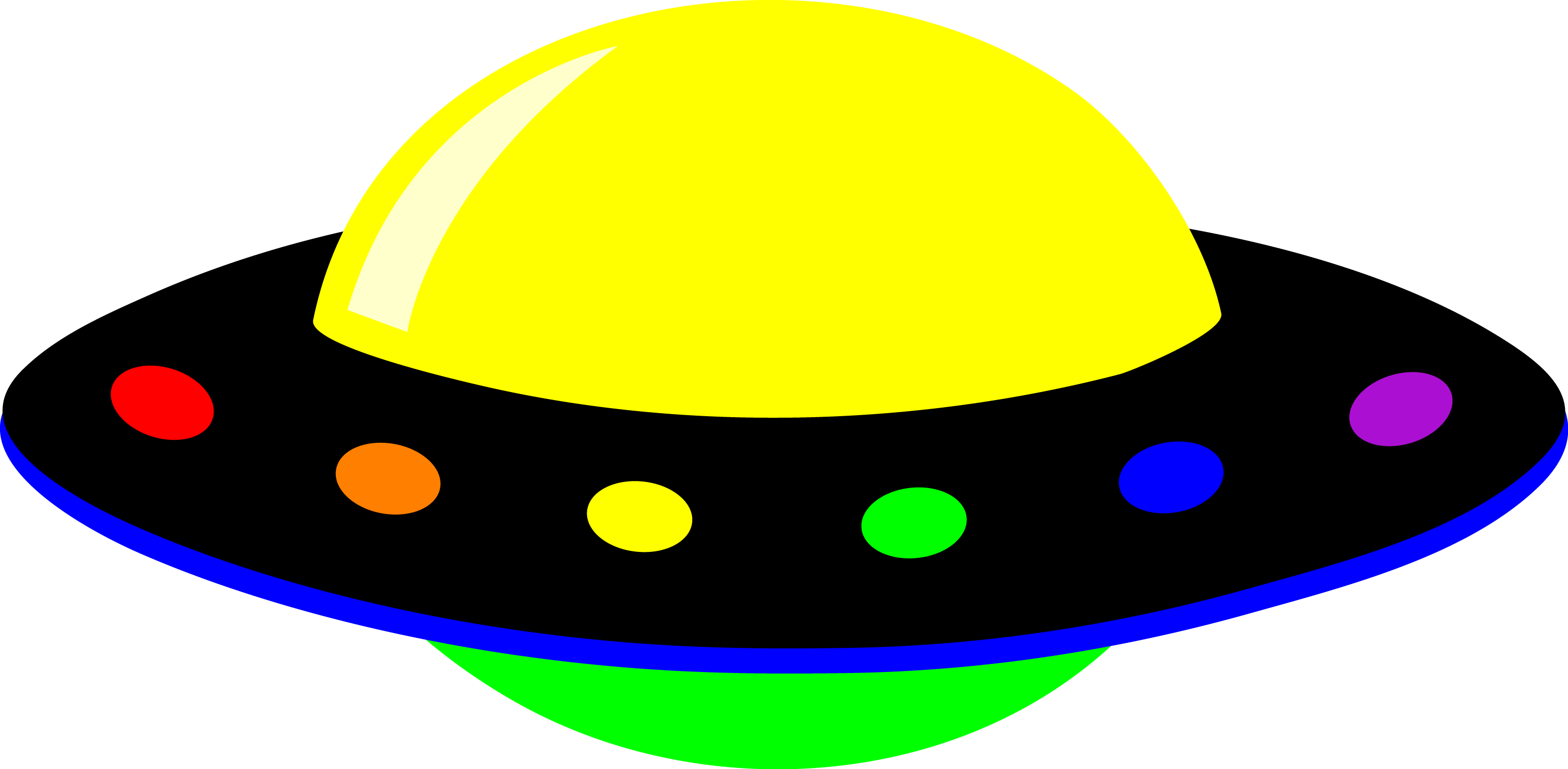 Neon Colorful Alien UFO - Free Clip Art