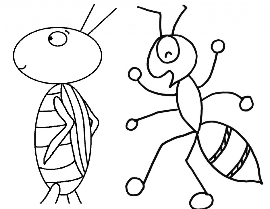 Cartoon Grasshopper Coloring Book Colouring Black White Line Art 
