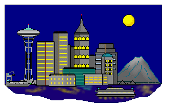 City Clip Art and Skylines - Seattle Day and Night Scenes