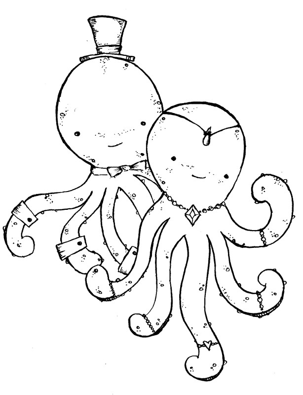 Fancy Cephalopods and Mr Big Brain: Free Digital Stamps