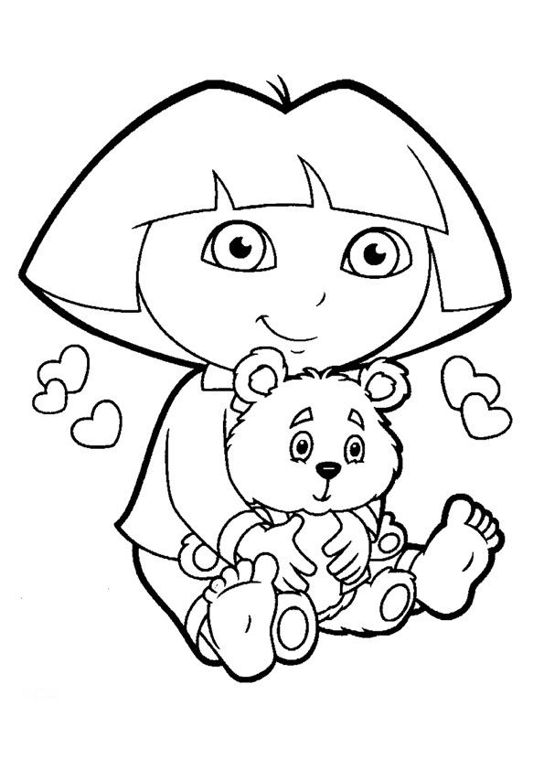 teddy bear and dora coloring page | Crayon Pages