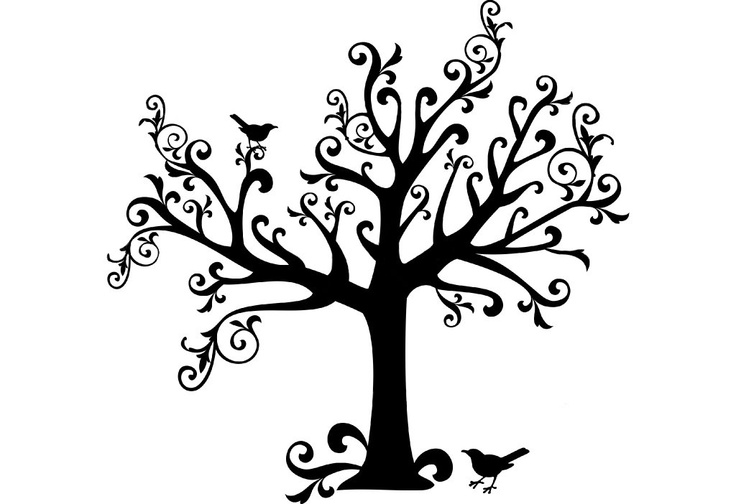 Birds on A Tree Silhouette Cross Stitch Pattern,Cross Stitch 