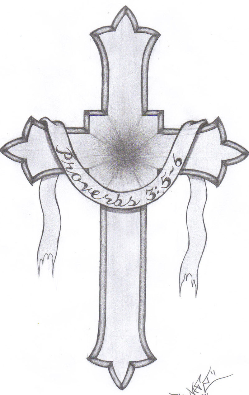 cross and banner drawings