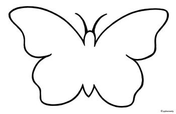 Butterfly: Black  White Outline/Shadow Puppet Template