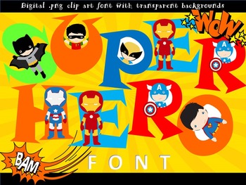 FONTS-SUPER-HERO-lettering-and-number-set-Personal-Commercial-use