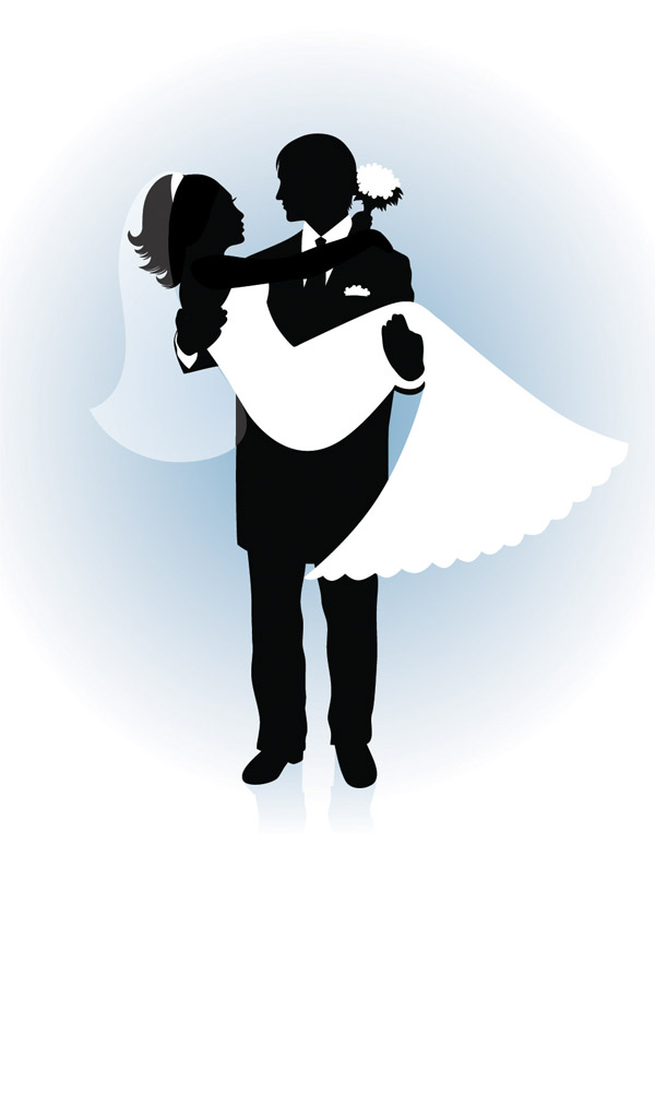 People wedding silhouette vector Free Vector 
