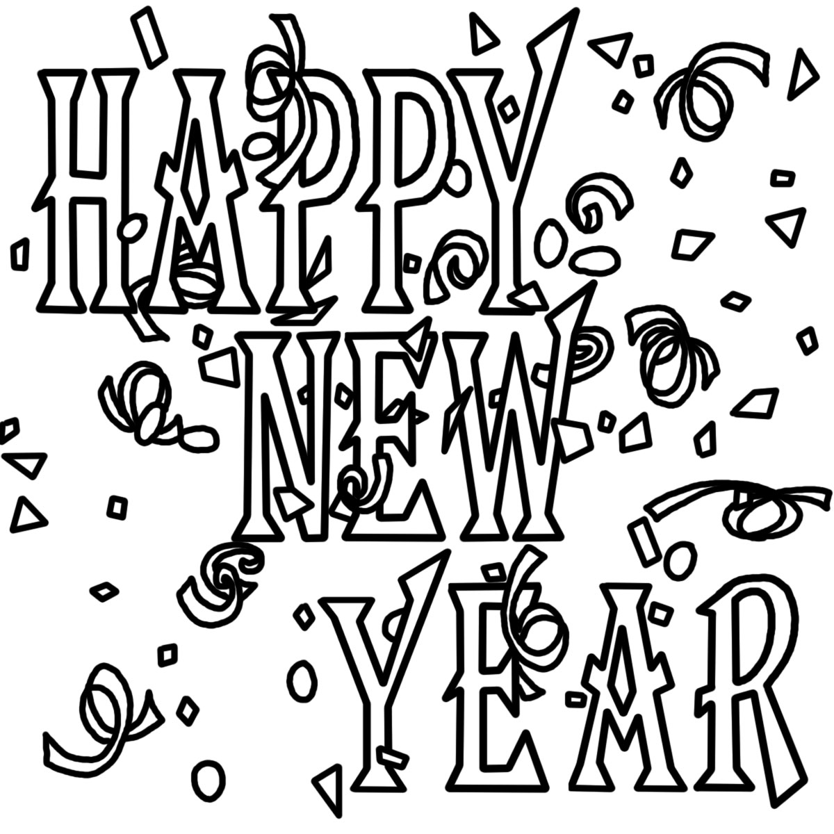 Free Happy New Year Black And White Clipart, Download Free Happy New
