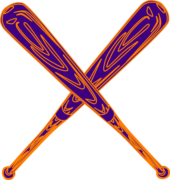 Baseball Bat Purple And Orange clip art - vector clip art online 