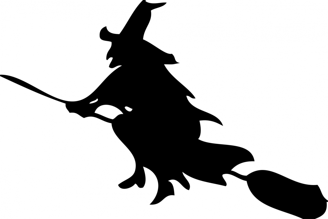 Witch Riding a Broomstick Scary Wall Sticker from
