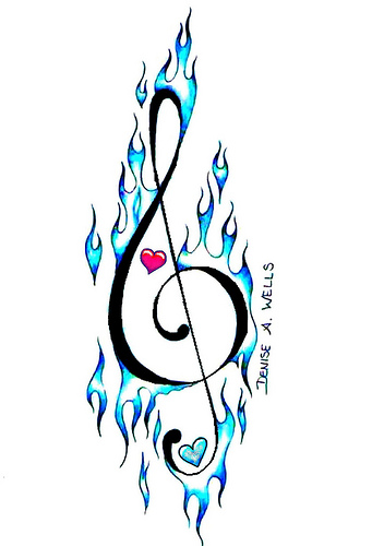 Pix For  Drawings Of Music Notes Tattoos