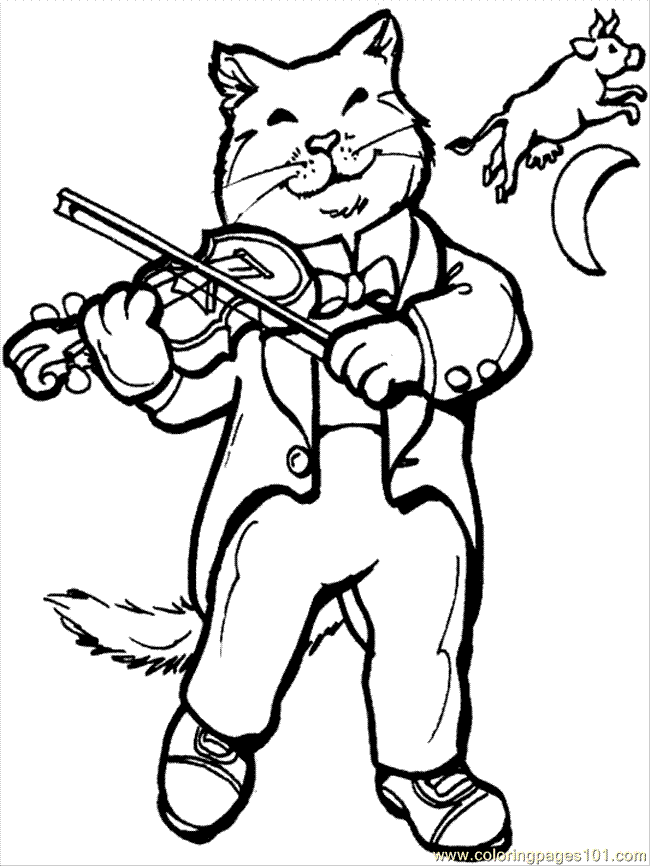 the cat and the fiddle Colouring Pages