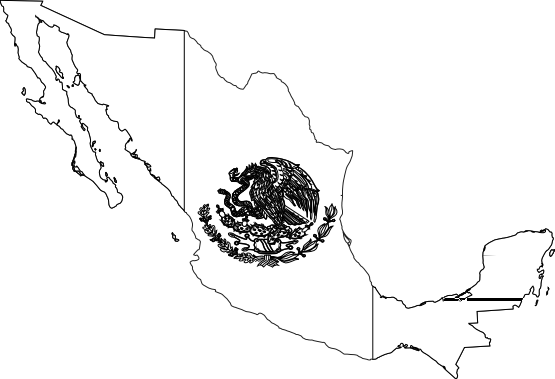 Mexico Flag Map Black White Line Art Tattoo Flag 
