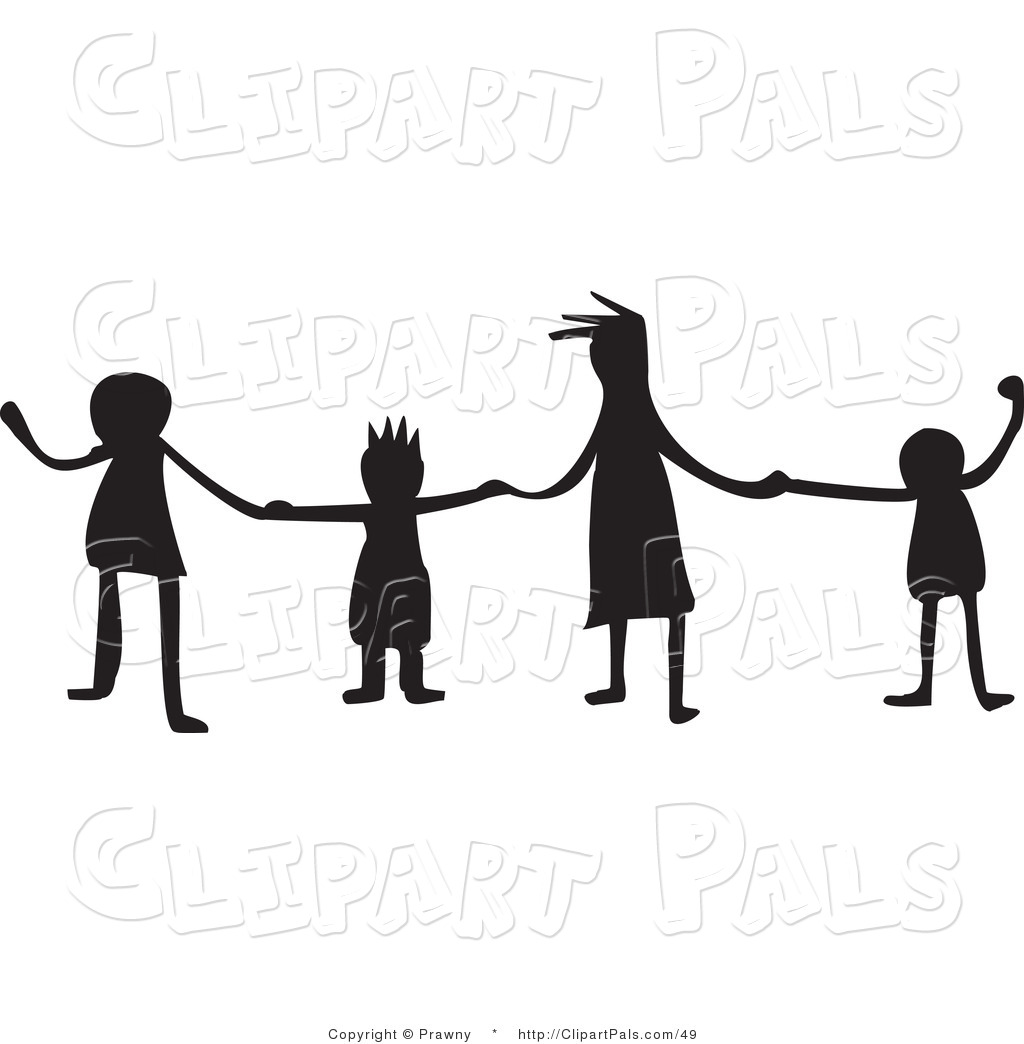 Pal Clipart of a Group of Silhouetted Kids Holding Hands in a Line 