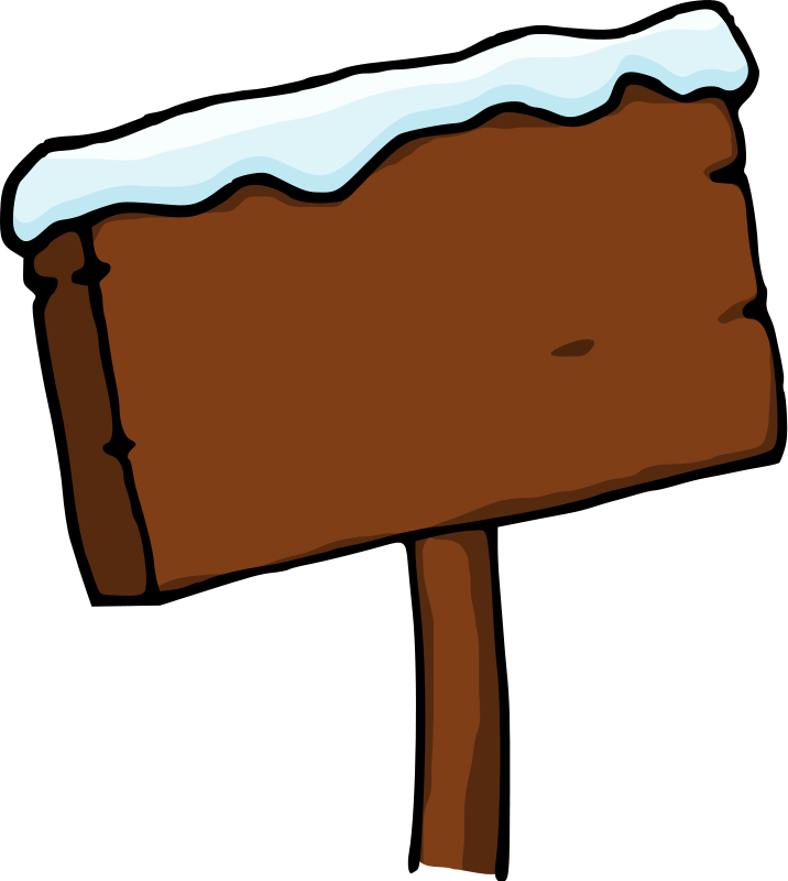 Free Wooden Sign Post with Snow on Top Clip Art
