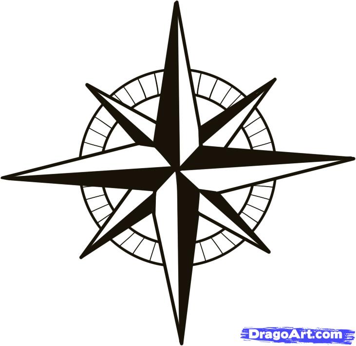 How to Draw a Compass, Compass Rose, Step by Step, Tattoos, Pop 