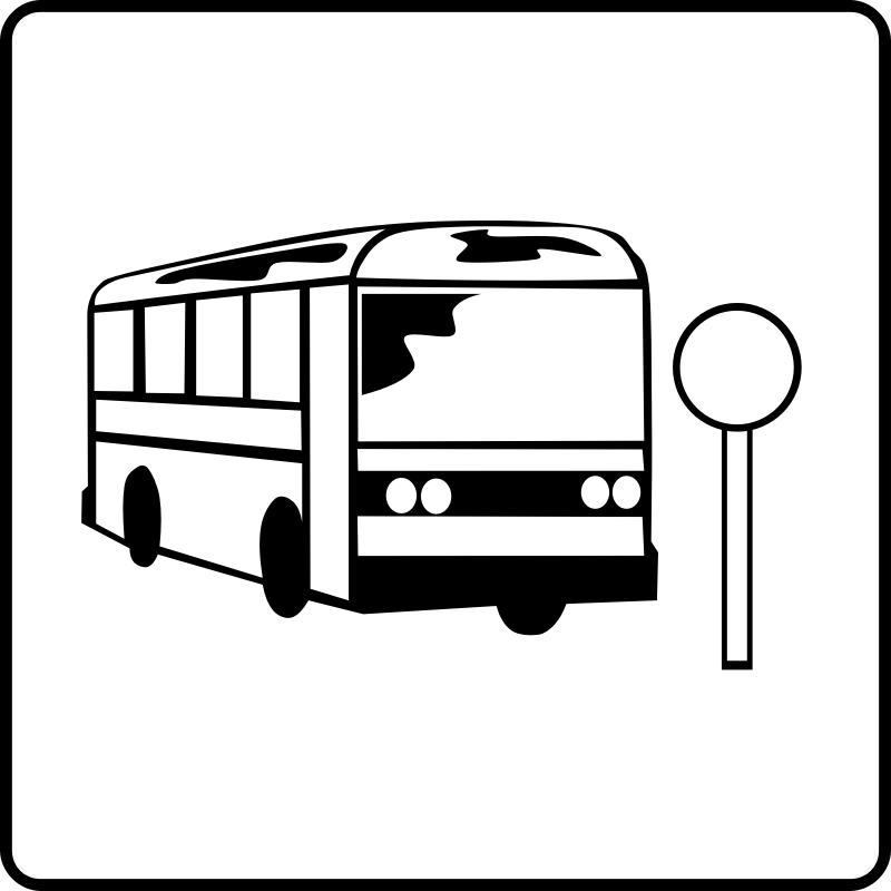 Clipart - Hotel Icon Near Bus Stop