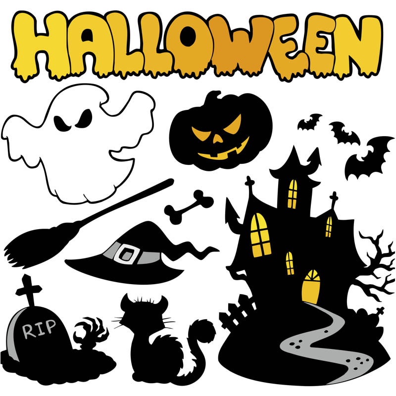 Cartoon Halloween elements vector | Vector Graphics Blog