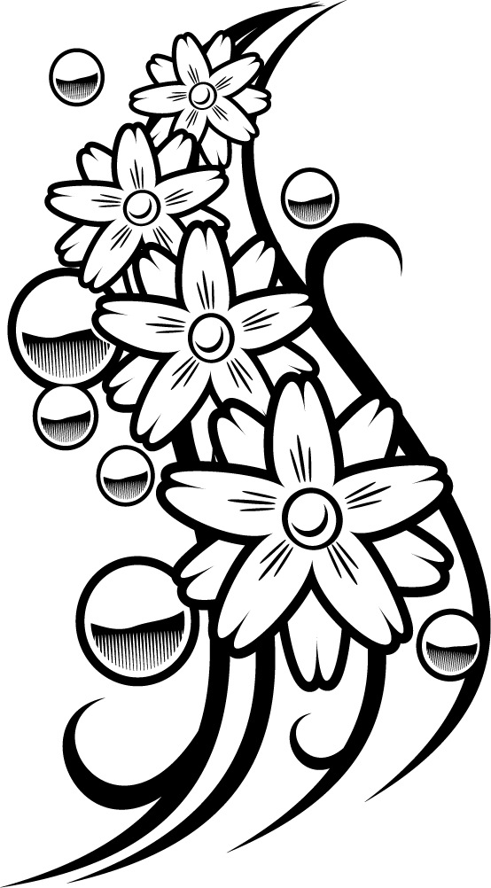 colouring page of a flower balls tattoo for coloring - Coloring Point