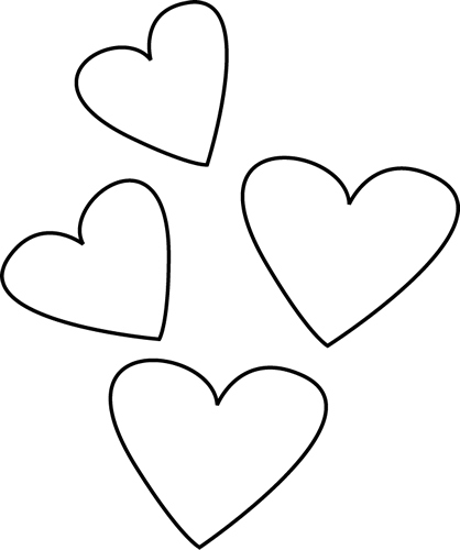 Black and White Valentine's Day Hearts Clip Art - Black and White