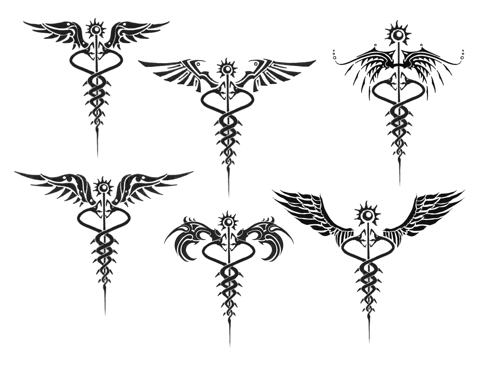 dragon caduceus tattoo - Clip Art Library