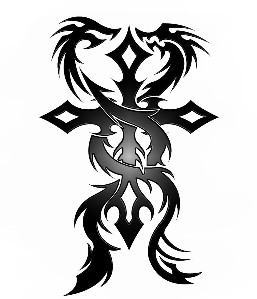 tribal dragon cross tattoos - Clip Art Library