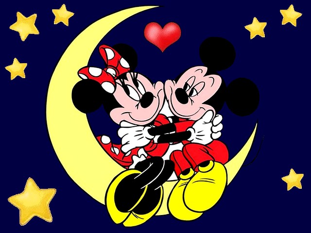 Disney Valentines Day Mickey Mouse with Minnie on Moon Wallpaper 