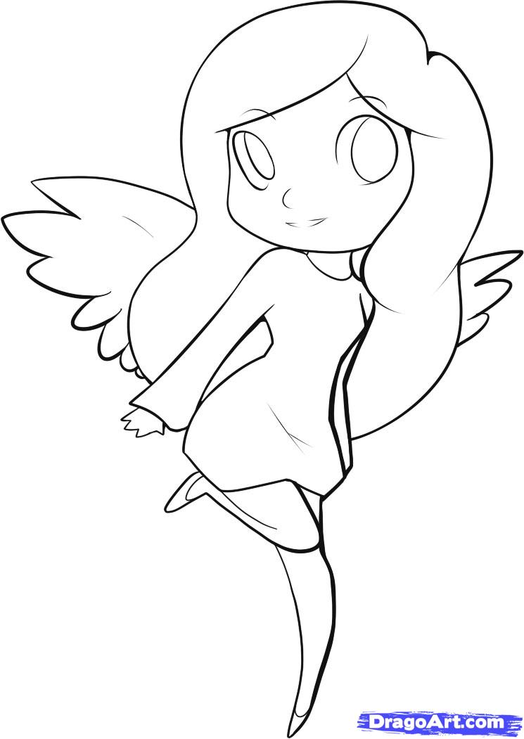 How to Draw an Easy Angel, Step by Step, Figures, People, FREE 