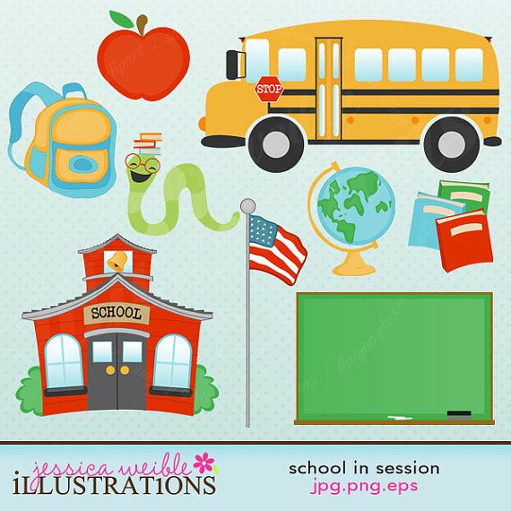 School in Session Cute Digital Clipart - Commercial Use OK 