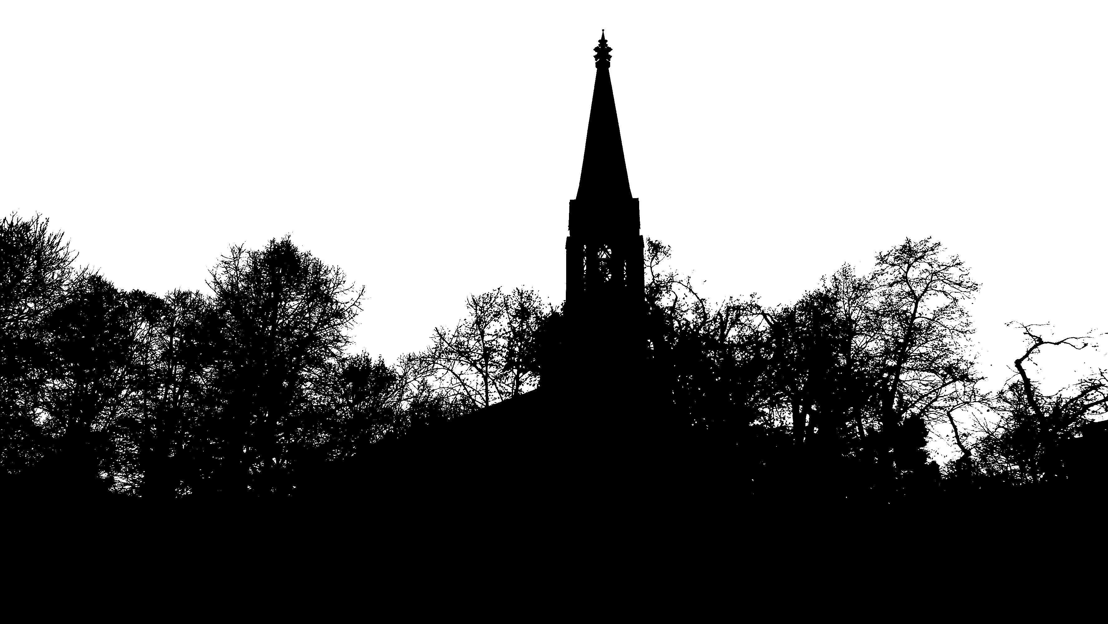 Black And White Church And Trees Silhouette by qubodup on Clipart library