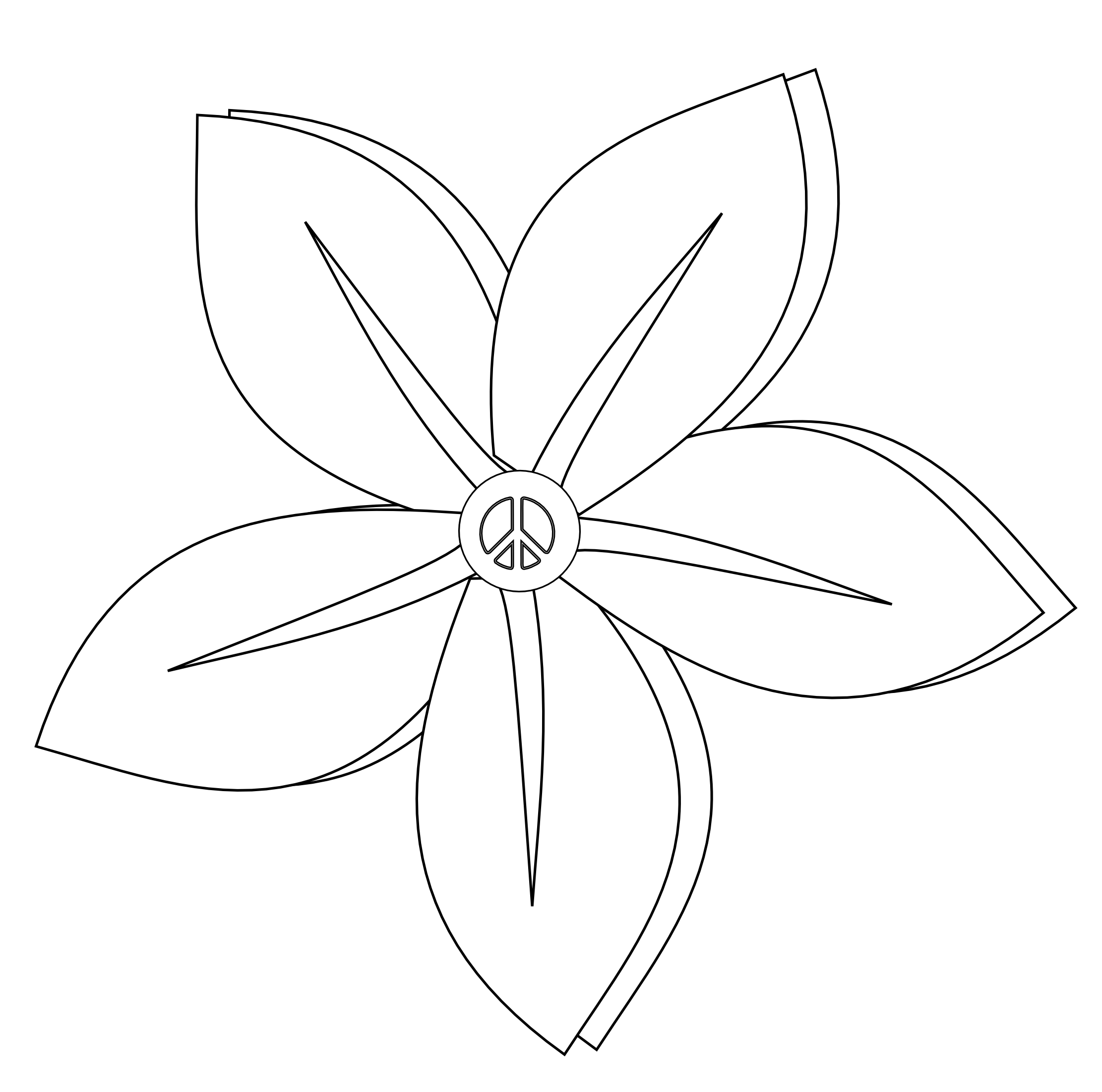 Peace Symbol Peace Sign Flower 8 Black White Line Art Tattoo Tatoo 