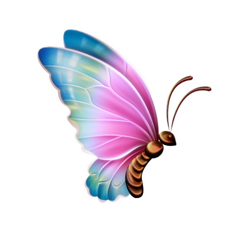 Pink and Blue Transparent Butterfly Clipart