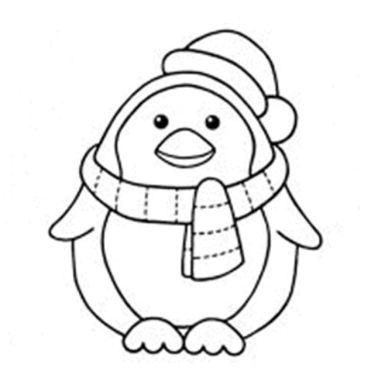 Penguin With Scraft Coloring Page | Image Coloring Pages