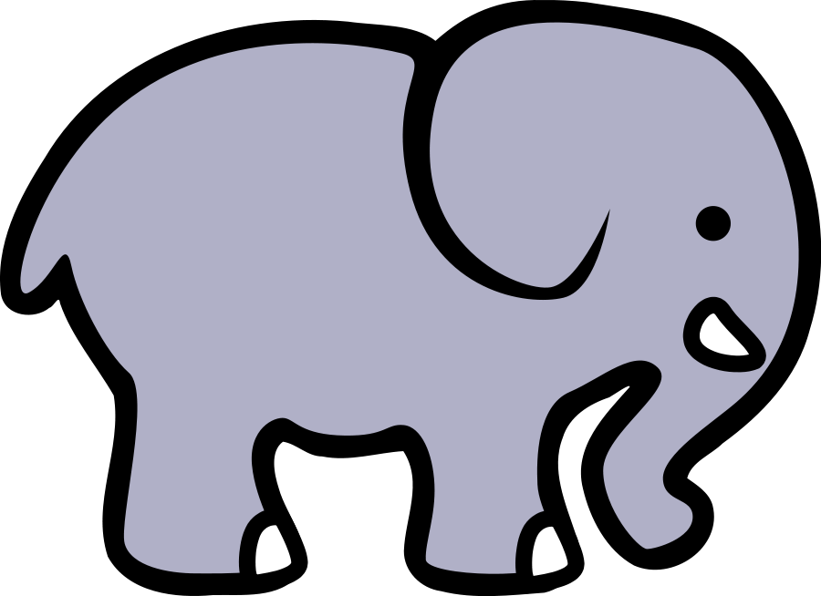 2D cartoon elephant small clipart 300pixel size, free design 