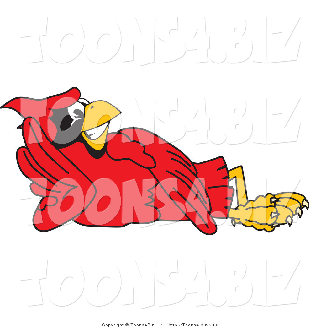 Vector Illustration of a Cartoon Cardinal Mascot Reclined by 