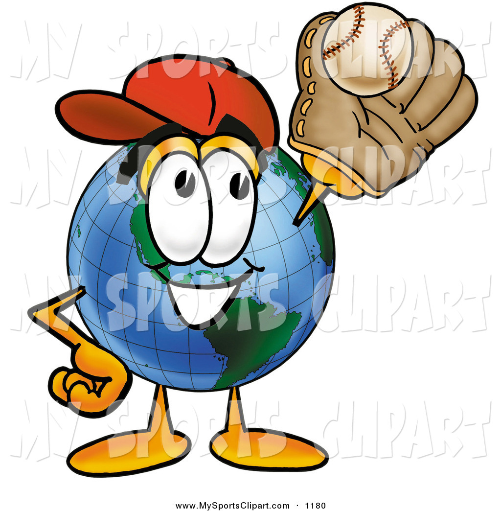 Sports Clip Art of a Sporty World Earth Globe Mascot Cartoon 