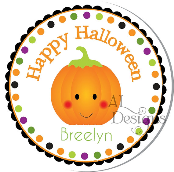 Personalized Halloween Stickers Cute Pumpkin by Autumnleah