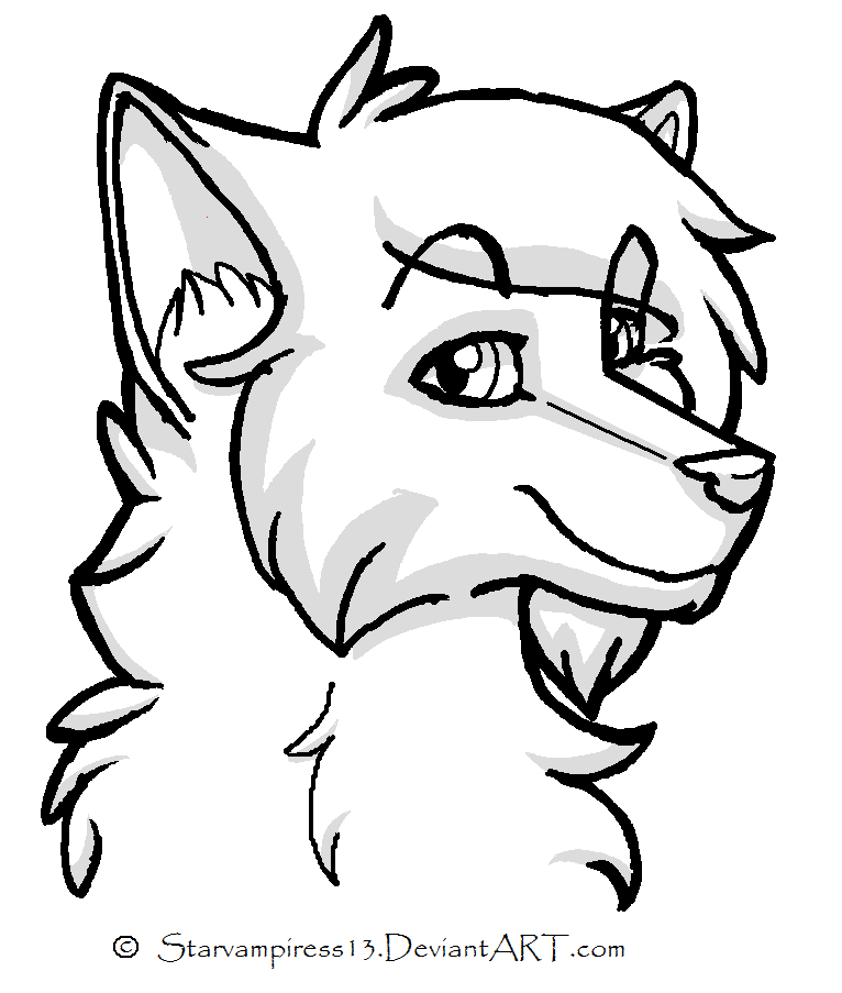 Free Cartoon Wolf Lineart 2 by StarVampiress13 on Clipart library