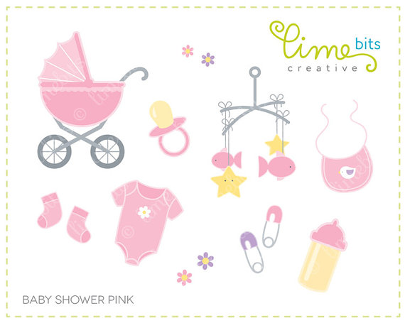 Baby Shower Pink Clip Art by LimeBitsCreative 