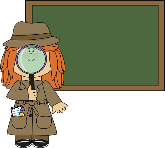 Girl Detective and Chalkboard Clip Art - Girl Detective and 