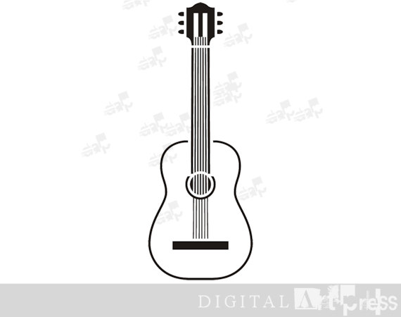 Acoustic Guitar Silhouette Guitar Clipart by DigitalArtPress