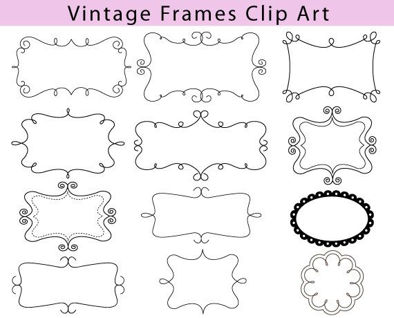 BUY 2 GET 2 FREE - Vintage Frame Clip Art - 12 Digital Classic 