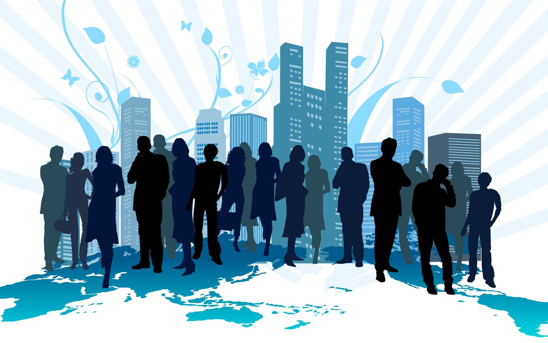 People and the City Vector Design Wallpaper and Stock Photo