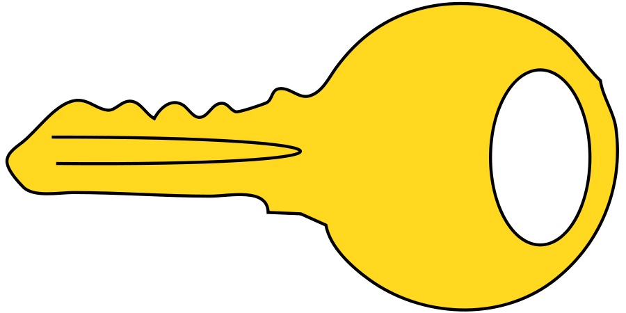 Simple gold key small clipart 300pixel size, free design 