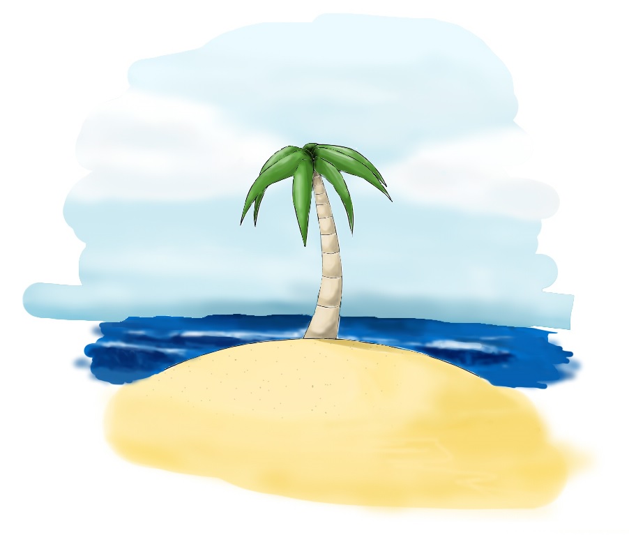 Beach with only one palm tree by kisala10 on Clipart library