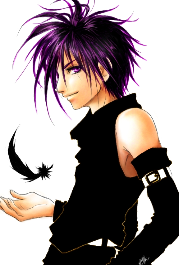 anime male purple hair - Clip Art Library