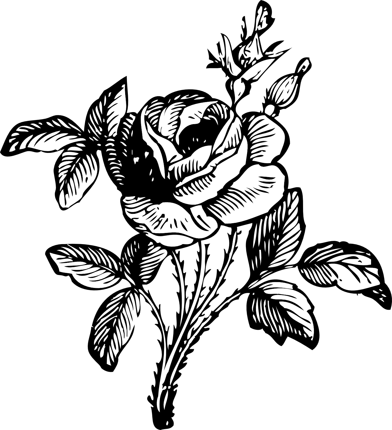 Flowers For  Rose Flowers Clipart Black And White
