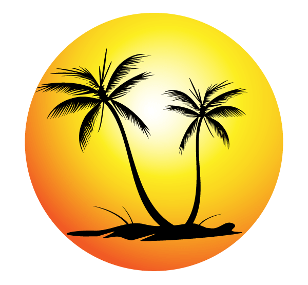 Free Tropical Beach with Palm Trees Vector Image | Summer Vector 